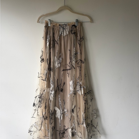 ANTHROPOLOGIE Geisha Designs Georgette Pleated tulle dancer maxi skirt Sz Med - Picture 4 of 10